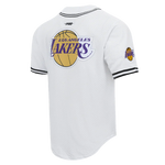 Load image into Gallery viewer, Pro Standard LA Lakers Script Tail Mesh Button Down Shirt - White/Black
