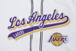 Load image into Gallery viewer, Pro Standard LA Lakers Script Tail Mesh Button Down Shirt - White/Black
