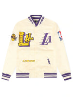Load image into Gallery viewer, Pro Standard LA Lakers Rib Satin Jacket - Eggshell
