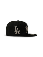 Load image into Gallery viewer, New Era 5950 Dodgers Side LA Metallic Script Hat - Black/Silver
