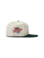 Load image into Gallery viewer, New Era 5950 Dodgers Upside Down LA World Series Hat - Chrome/Green
