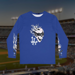 Load image into Gallery viewer, Bats and Bones Blue Long Sleeve Tee - Los Angeles &#39;Villains&#39; Baseball Collection
